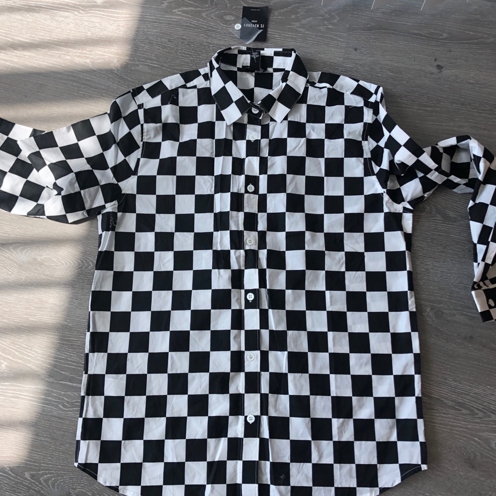 Mens button down checkered shirt